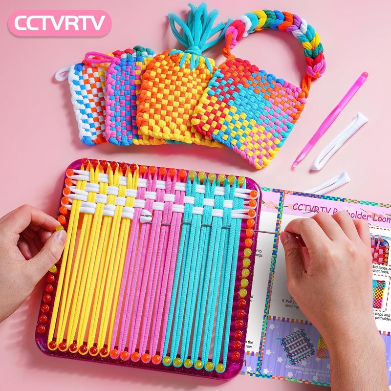 CCTVRTV Weaving Loom Kit Toys for Kids and Adults, Potholder Loops DIY Arts and Crafts for Boys and Girls Ages 5 6 7 8-12 13, Easy Potholder Loom Knitting Kits Gifts for Beginners, 252 Craft Loops - Image 3